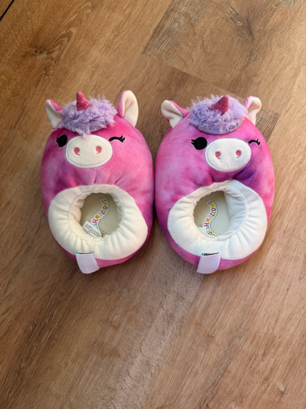 Squishmallows Plush Unicorn Slippers in Pink & Purple size toddler 11/12